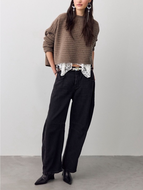 Free People Denim - Free People Black Good Luck barrel jeans (sound wave)